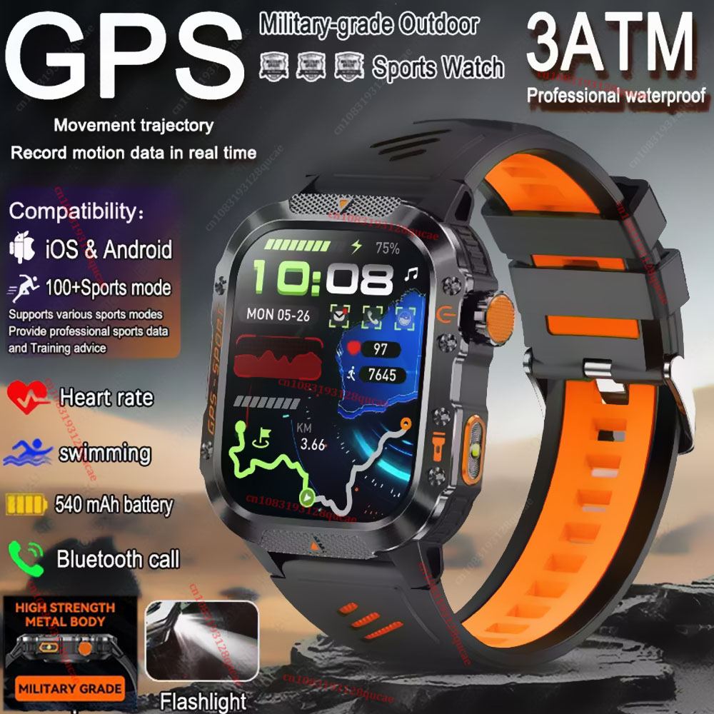 Gps Running Watch - 2026 Wojskowy Zegarek Smartwatch Męski GPS